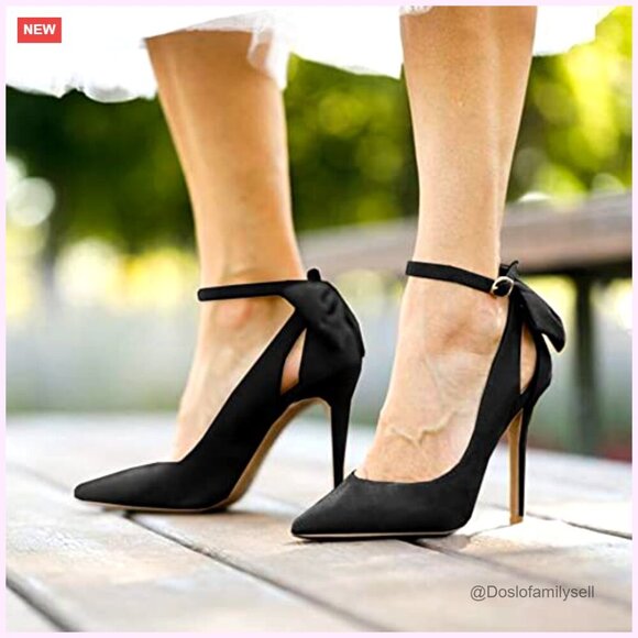 Amazon.com | Fashare Womens High Heels Bow Tie Stiletto  4-Inch Stiletto Heels with Removable Ankle Strap and Bow Detail